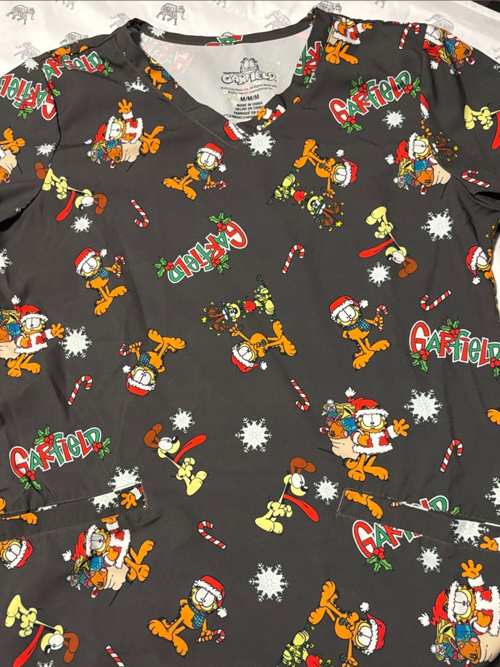 Garfield Women's Black Holiday V-Neck Top